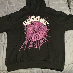 Spider Worldwide Black Sp5der Purple Web Men’s size Large Pullover Hoodie